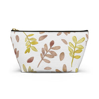 Watercolor Tossed Leaves Accessory Pouch w T-bottom in Red
